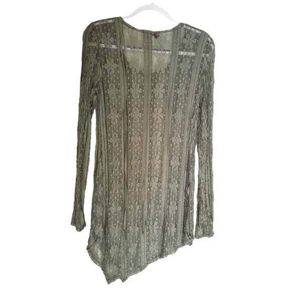 Womens Lace Whimsigoth Forest Fairy Sheer Size XS Asymmetrical Olive Top & Tank - Picture 3 of 6